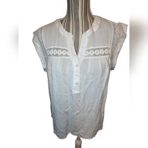 Adrienne Vittadini White Button-Front Blouse Size M